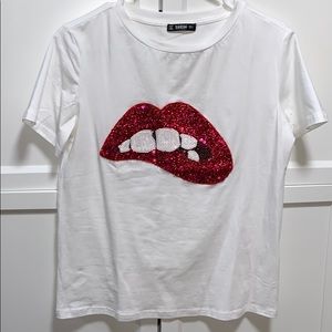 Sequin lips T-shirt